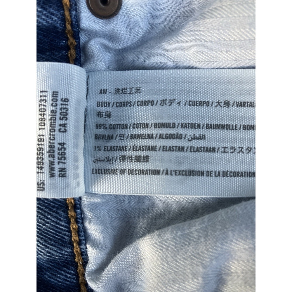 Abercrombie Curve Love Hi Rise Mom Shorts 25 0 Blue Denim Button Fly Distressed - Picture 7 of 11